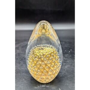 Vintage Mid Century FM Konstglas Ronneby Sweden Egg Aventurine Paperweight 4.75"
